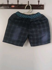 Kids Plaid Denim Shorts