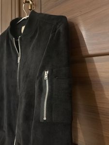 Black Suede Bomber Jacket