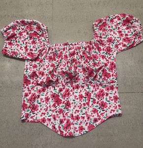 FLORAL CORSET TOP  Puff Sleeve