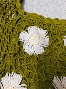 Beautiful Crochet Mehendi Green Top