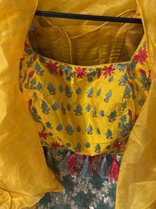 Yellow &amp; Green Lehenga Choli Set