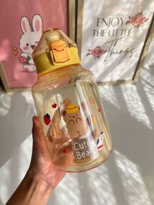 Cute Bear Water Bottle with Straw