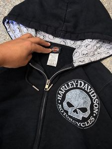 vintage Harley Davidson skull logo Zip-Up Hoodie