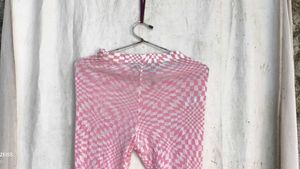 Y2K Pink Checkerboard Flare Pants