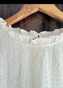 Chic White Smocked Long Sleeve Top