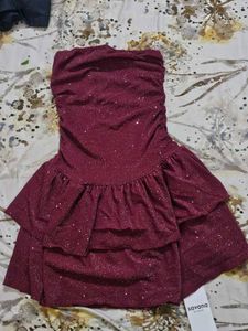 Savana Sparkly Strapless Ruffled Dress