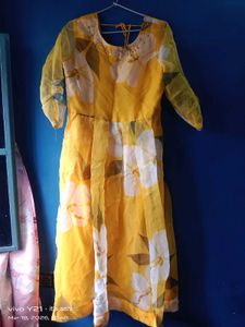 Yellow Floral Ethnic Gown