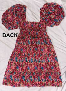 ZARA Floral Puff Sleeve Square Neck Dress