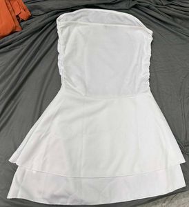 Chic White Strapless Layered Mini Dress