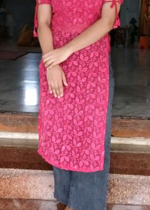 Vibrant Pink Embroidered Kurta
