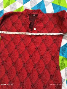 Red Geometrical woolen Kurta