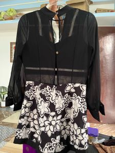 Chic Floral Black and White Dress