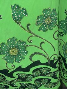 Vibrant Green &amp; Black Floral Kurta