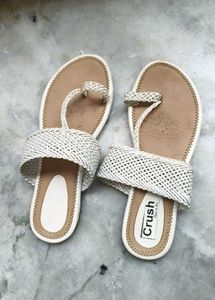 White Woven Toe Ring Sandals