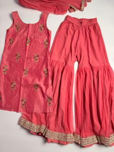 Pink Embroidered Sharara Set