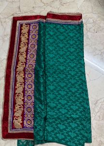 Exquisite Teal Saree with Embellished Border