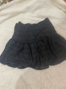Black Eyelet Mini Skirt
