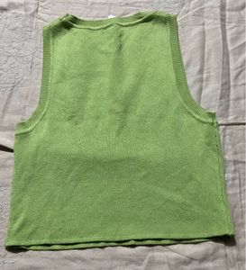 Green Sleeveless Knit Tank Top