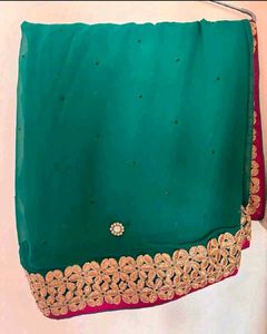 Sea Green Saree with Embroidered Border