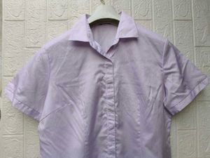 New with tag Korean Light Purple Striped Button-Up