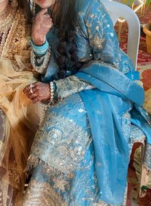 Sky Blue Embroidered Sharara Suit
