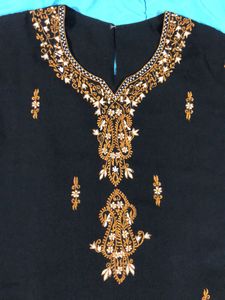 Elegant Black Embroidered Kurta ✨✨