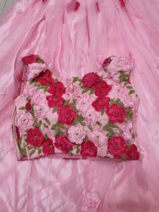 Beautiful Pink Floral Lehenga Choli Set