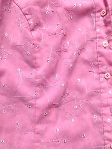 Pink Embroidered Short Sleeve Shirt