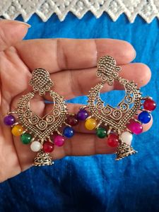 Boho Multicolored Jhumka Earrings