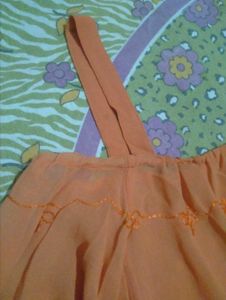 Orange Cold Shoulder Top with Embellishments