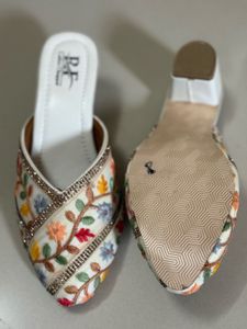 New Embroidered Mules with Rhinestone Detail