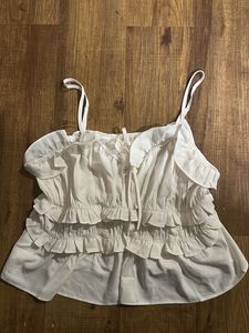 White Ruffled Camisole Top