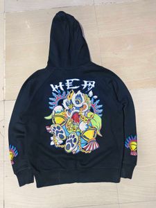 Dragon Embroidered Zip-Up Hoodie