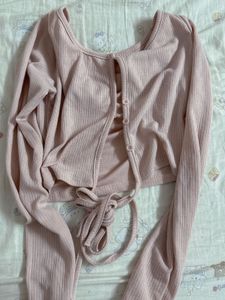 Cute Pink Ribbed Crop Top