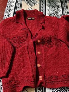 Vintage Red Knit Cardigan