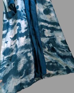 Turquoise colour flowy abaya, in Dubai Nida fabric