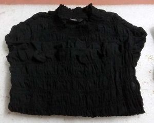 Stylish Black semi transparent Top with slip
