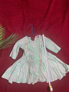 Pure Cotton Anarkali Dress With Dupatta