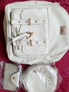 Stylish Cream Backpack Set 3