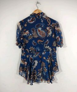 Navy Blue  Printed Western Top (Women's)