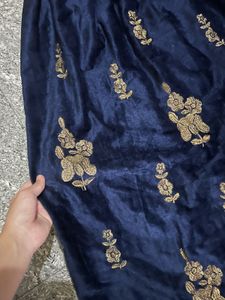 Elegant Navy Blue Embroidered Skirt
