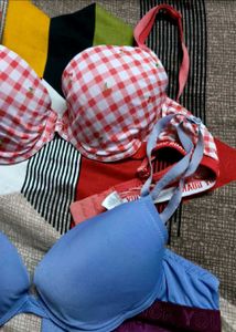 💜99Rs SALE💜Two-Pack Bras: Gingham &amp; Blue