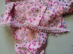 Pink Floral Smocked Ruffle Top with Side Tie