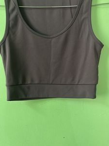 Sleek Dark Grey Crop Tank Top
