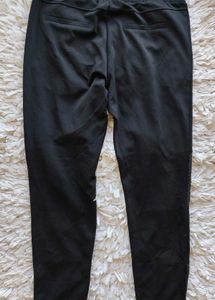 Black Designer-Style Trousers with Mesh&amp;Lace
