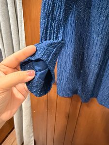 Elegant Blue Crinkle Dress