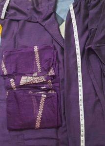 Elegant Purple Embroidered 3 piece set