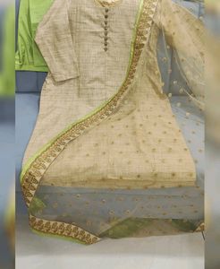 JUTE SUIT WITH HEAVY DUPATTA