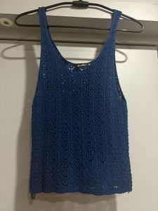 Blue Knitted Tank Top
