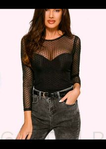 Black Lace Long Sleeve Bodysuit